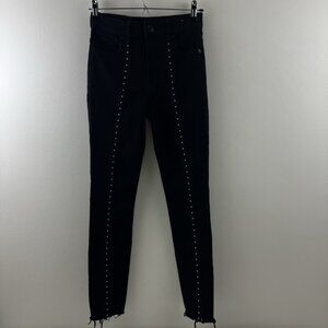 Women Express Black Jeans High Rise Ankle Studded Legging Stretch Size 0